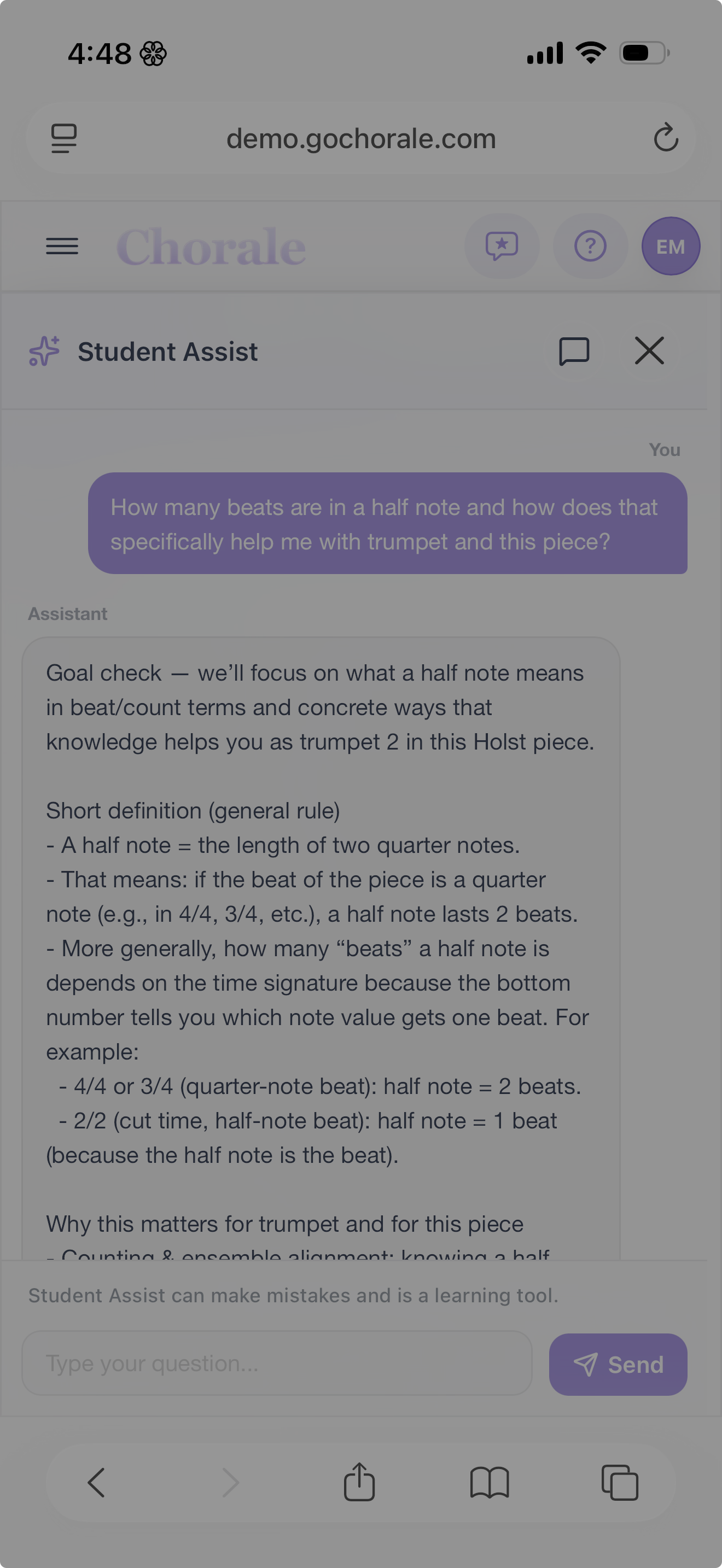 Student Assist AI helping with assignment